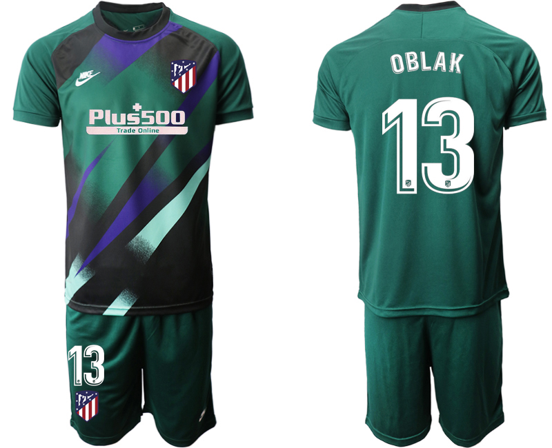Men 2020-2021 club Atletico Madrid green goalkeeper #13 Soccer Jerseys